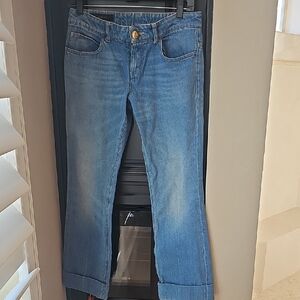 Gucci Blue Straight Leg Women's Jeans With Cuff